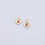 Gold PVD Plated Gold Red Heart Charm tarnish resistant