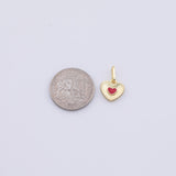 Gold PVD Plated Gold Red Heart Charm tarnish resistant