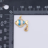 Gold PVD Plated Gold Enamel Fish Charm tarnish resistant
