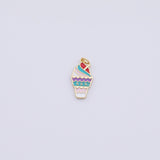 Gold PVD Plated Ice Cream Cone Enamel charms tarnish resistant