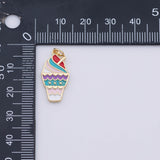 Gold PVD Plated Ice Cream Cone Enamel charms tarnish resistant