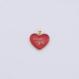 Gold pvd Plated Red Heart Love You charms tarnish resistant