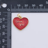Gold PVD Plated Red Heart Love You charms tarnish resistant