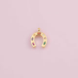 Horseshoe horseshoe charm 18k Gold Filled charm bar charms for bracelets and necklaces minimalist cz pave silver for jewelry making diy