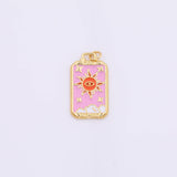 Pink Evil Eye Sun Charm Tarot 14x24mm 18k Gold Filled for Charm Bar Bracelets and Necklaces White Gold Silver Pave CZ Minimalist Charms