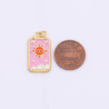 Pink Evil Eye Sun Charm Tarot 14x24mm 18k Gold Filled for Charm Bar Bracelets and Necklaces White Gold Silver Pave CZ Minimalist Charms
