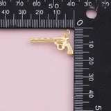 Gun Pistol charm 18k Gold Filled charm bar charms for bracelets and necklaces minimalist cz pave silver for jewelry making diy