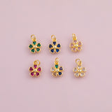 Colorful Flower clover charm 18k Gold Filled charm bar charms for bracelets and necklaces minimalist cz pave silver for jewelry making diy
