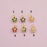 Colorful Flower clover charm 18k Gold Filled charm bar charms for bracelets and necklaces minimalist cz pave silver for jewelry making diy