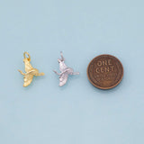 Flying Crane Charm Bird Charm 18K Gold Filled Charm for Charm Bar Bracelets and Necklaces Charms Gold Filled Charms Minimalist CZ