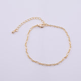 18K Gold Filled Charm Bar Bracelet Sun Burst Star Burst Figaro Italian 2.5mm