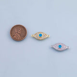 Evil eye connector charm 18k Gold Filled charm bar charms for bracelets and necklaces minimalist cz pave silver for jewelry making diy