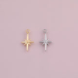 North Star charm 18k Gold Filled charm bar charms for bracelets and necklaces minimalist cz pave silver for jewelry making diy