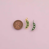 Snow peas snowpeas green beans vegetable fruit charm 18k Gold Filled charm bar charms for bracelets and necklaces minimalist cz pave silver