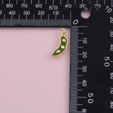 Snow peas snowpeas green beans vegetable fruit charm 18k Gold Filled charm bar charms for bracelets and necklaces minimalist cz pave silver
