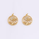 Beach Scene Charm 21mm 18k Gold Filled for Charm Bar Bracelets and Necklaces Gold Silver Pave CZ Minimalist Charms