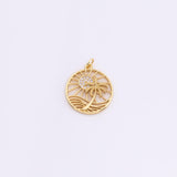 Beach Scene Charm 21mm 18k Gold Filled for Charm Bar Bracelets and Necklaces Gold Silver Pave CZ Minimalist Charms