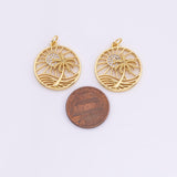 Beach Scene Charm 21mm 18k Gold Filled for Charm Bar Bracelets and Necklaces Gold Silver Pave CZ Minimalist Charms