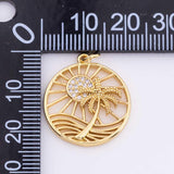 Beach Scene Charm 21mm 18k Gold Filled for Charm Bar Bracelets and Necklaces Gold Silver Pave CZ Minimalist Charms