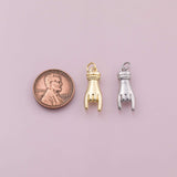 Hand sign rock peace charm 18k Gold Filled charm bar charms for bracelets and necklaces minimalist cz pave silver for jewelry making diy