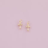 Cross charm 18k Gold Filled charm bar charms for bracelets and necklaces minimalist cz pave silver for jewelry making diy