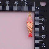 Colorful Enamel Fish charm 18k Gold Filled charm bar charms for bracelets and necklaces minimalist cz pave silver for jewelry making diy