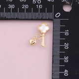 Key charm mother of pearl 18k Gold Filled charm bar charms for bracelets and necklaces minimalist cz pave silver for jewelry making diy