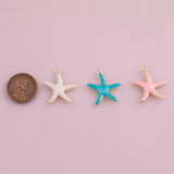 Starfish star fish charm enamel ocean beach summer charm 18k Gold Filled charm bar charms for bracelets and necklaces cz pave silver