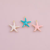 Starfish star fish charm enamel ocean beach summer charm 18k Gold Filled charm bar charms for bracelets and necklaces cz pave silver