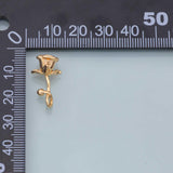 Rose Flower Charms 18k Gold Filled for Charm Bar Bracelets and Necklaces White Gold Silver Pave CZ Minimalist Charms