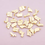 18K Gold Filled USA State Map Pendant, American States Dainty State Charm Bracelet Necklace for DIY Jewelry Making Supply