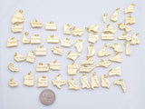 USA State Map Pendant, American States Gold pvd Plated Charms Dainty State Charm Bracelet Necklace for DIY Jewelry Making Supply