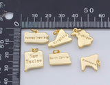 USA State Map Pendant, American States Gold PVD Plated Charms Dainty State Charm Bracelet Necklace for DIY Jewelry Making Supply