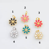 18K Gold PVD Enamel flower daisy charms 12mm 22k pendant charms - Tarnish Resistant