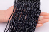 Natural Black Spinel Beads Diamond Cut Round 2mm 3mm Beads 15.5" Strands