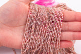 Natural Rhodochrosite Beads 2mm Diamond Cut Round Beads 15.5" Strands