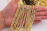 Gold Hematite Cube Beads 3mm 4mm Very Nice Color Beads 15.5" Strands