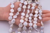 Natural Coin Pearl Beads Natural Freshwater Pearl 15.5" Strands