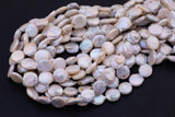 Natural Coin Pearl Beads Natural Freshwater Pearl 15.5" Strands