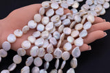 Natural Coin Pearl Beads Natural Freshwater Pearl 15.5" Strands