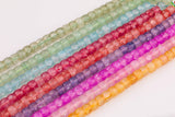 Fire Quartz Beads 10mmBarrel Roundel Shaped Smooth Beads 15.5" Strands Fuchsia Hot Pink Green Red Orange Yellow Blue Purple Cracked Quartz