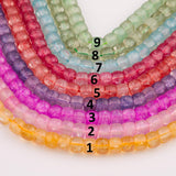 Fire Quartz Beads 10mmBarrel Roundel Shaped Smooth Beads 15.5" Strands Fuchsia Hot Pink Green Red Orange Yellow Blue Purple Cracked Quartz