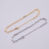 Charm Bar Bracelet 14k PVD Ion Plated Silver Bracelet Paperclip Chain 4x10mm