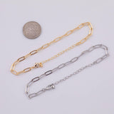 Charm Bar Bracelet 14k PVD Ion Plated Silver Bracelet Paperclip Chain 4x10mm