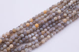 8mm Natural Striped Gray Agate Beads Faceted Round 15.5" Untreated Loose Beads 8mm