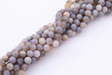 8mm 10mm Natural Striped Gray Agate Beads Smooth Round 15.5" Untreated Loose Beads 8mm