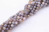8mm 10mm Natural Striped Gray Agate Beads Smooth Round 15.5" Untreated Loose Beads 8mm