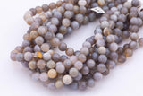 8mm 10mm Natural Striped Gray Agate Beads Smooth Round 15.5" Untreated Loose Beads 8mm