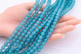 Aquamarine Jade Beads 8mm Smooth Round 15.5" Loose Beads