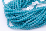 Aquamarine Jade Beads 8mm Smooth Round 15.5" Loose Beads